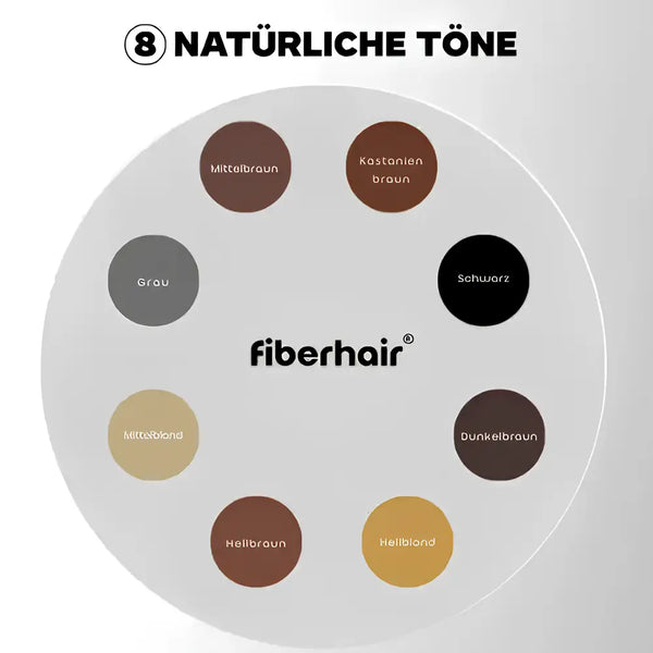 Palette von natürlichen Farben der Fiberhair®-Haarfasern, die für alle Haartypen geeignet sind und eine perfekte Abdeckung von Haarausfall und dünnem Haar bieten.