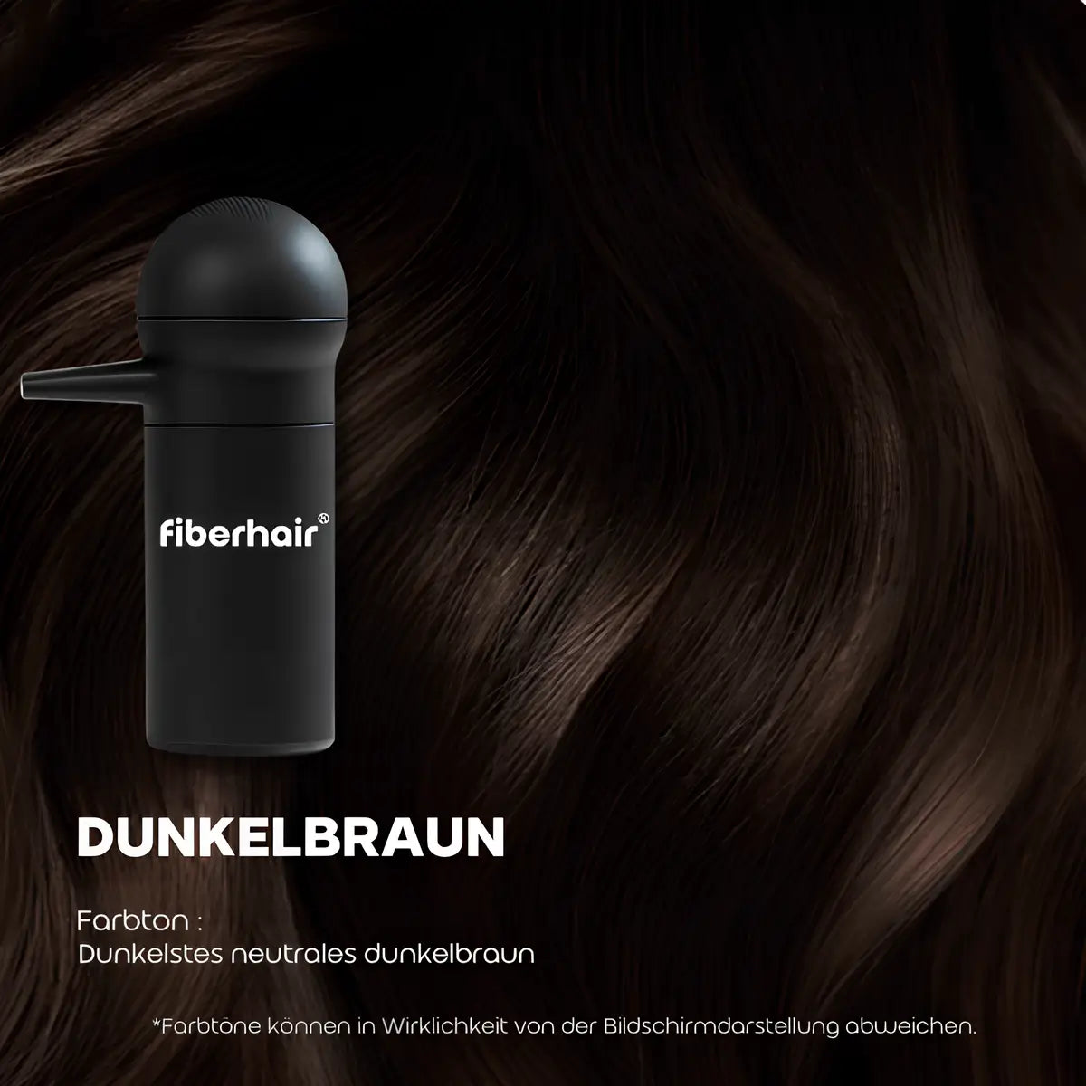 Fiberhair® Haarpuder Spray Dunkelbraun – kaschiert lichte Stellen; in Sekunden mehr Fülle, unsichtbares Ergebnis.