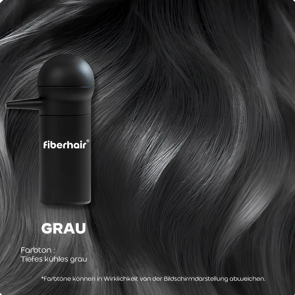 Fiberhair® Haarpuder Spray Grau – frischt graues Haar auf, verdichtet optisch; bleibt auch bei Schweiß an Ort und Stelle.