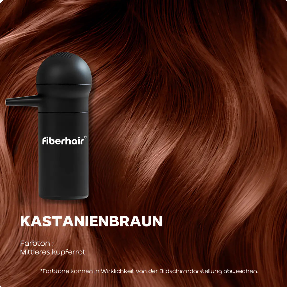 Fiberhair® Haarpuder Spray Kastanienbraun – natürliche Dichte für alle Haartypen; bleibt sicher am Platz