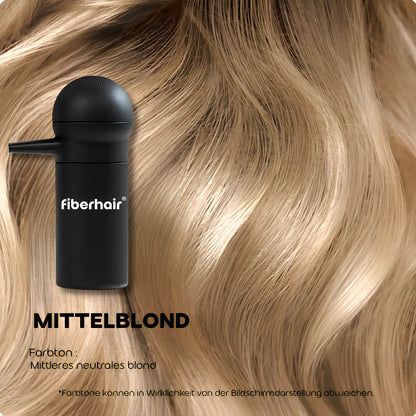 Fiberhair® Haarpuder Spray Mittelblond – hebt den Ansatz an und verdichtet feines Haar; unsichtbares, natürliches Ergebnis.